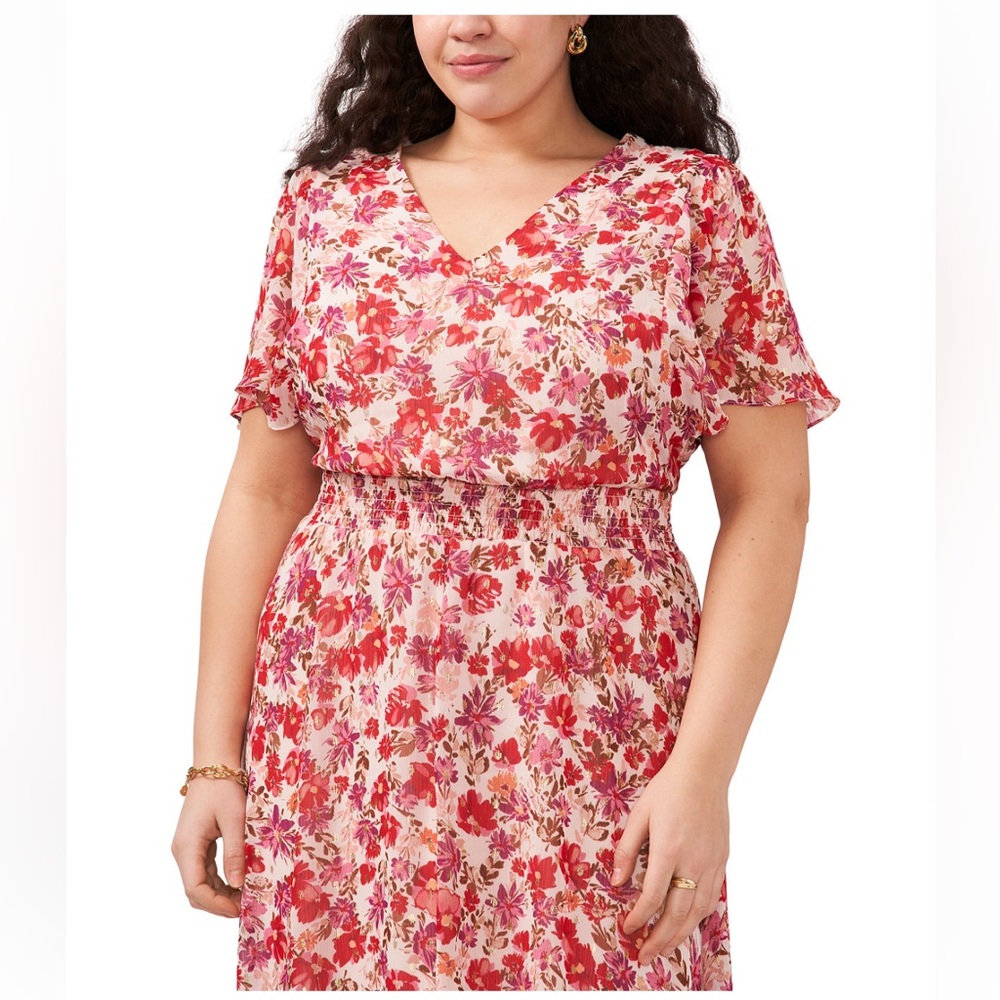 MSK Plus Size Floral-Print
Short-Sleeve Maxi Dress in 1X - Picture 3 of 11